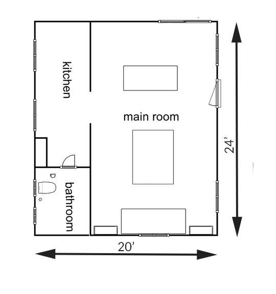Image Is A Line-drawing Of The Studio Floorpan