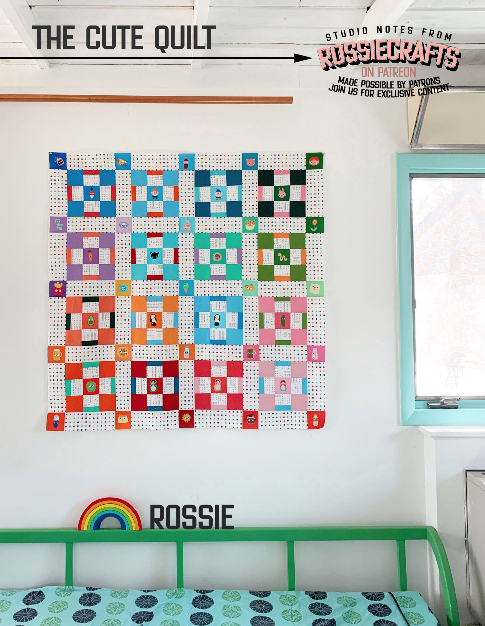 A Photo Of A Quilt Top Using A Rainbow Of Colors And A Joyful Cartoon Fabric